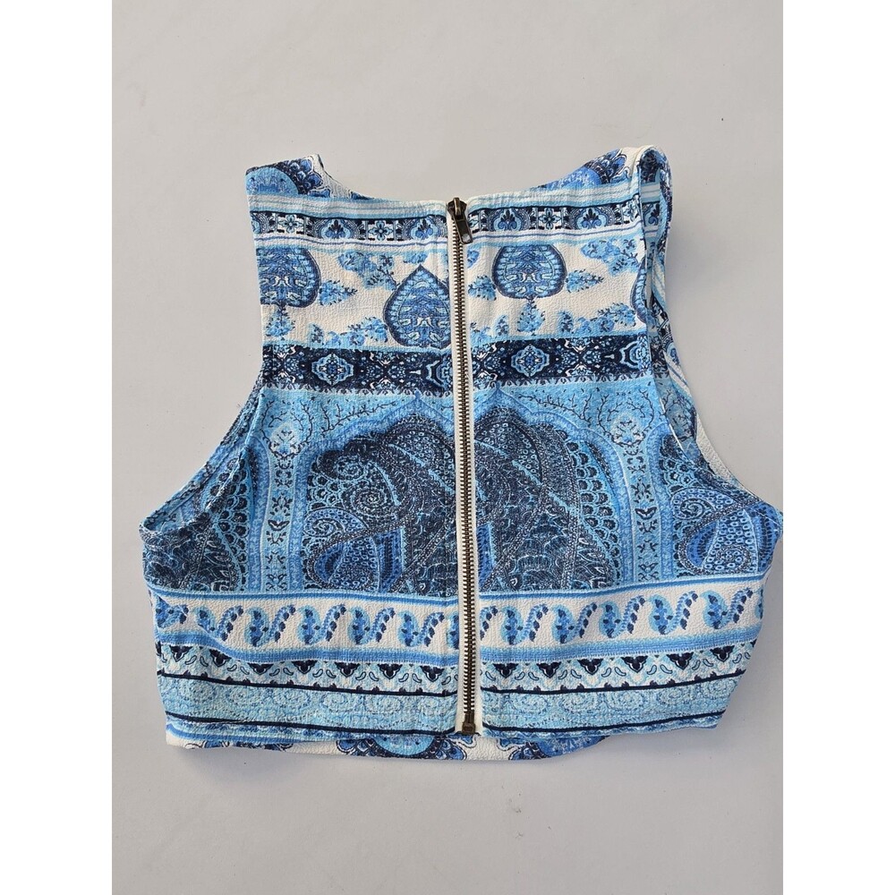 Show Me Your Mumu Camille Circle Crop Top Skirt Set Blue Paisley XS/S Boho - Picture 6 of 7